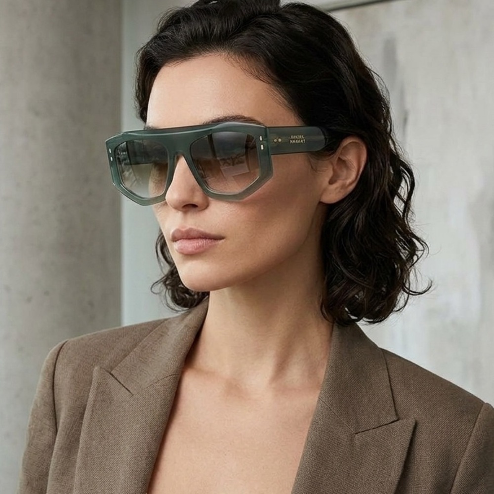New! Isabel Marant IM0154/S 1ED9K Green Geometric Sunglasses, Authentic